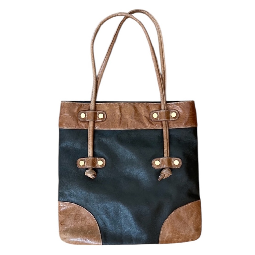 Pietro Alessandro Leather Tote, Gold Hardware, Caramel and Olive